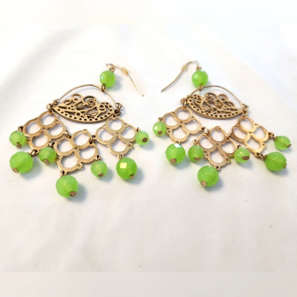 Gold Chandelier Earrings With Green Beaded Jewelry From Nordstroms